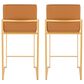 Lumisource Fuji High Back Counter Stool with Camel Faux Leather Cushion in Gold (Set of 2), , large