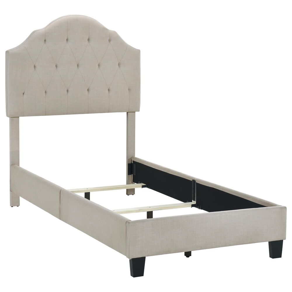 Accentric Approach Twin Upholstered Panel Bed in Cream, , large