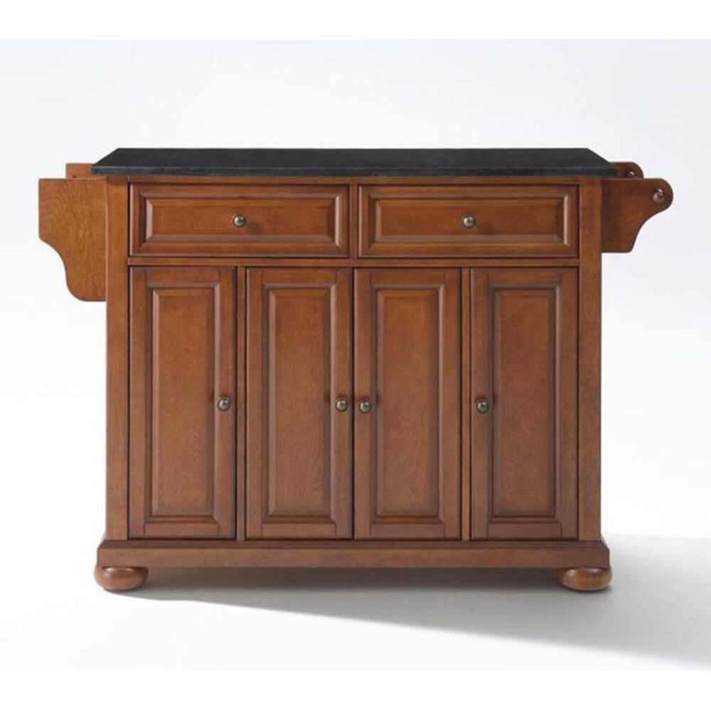 Crosley Furniture Alexandria Solid Black Granite Top Kitchen Island in Classic Cherry, , large