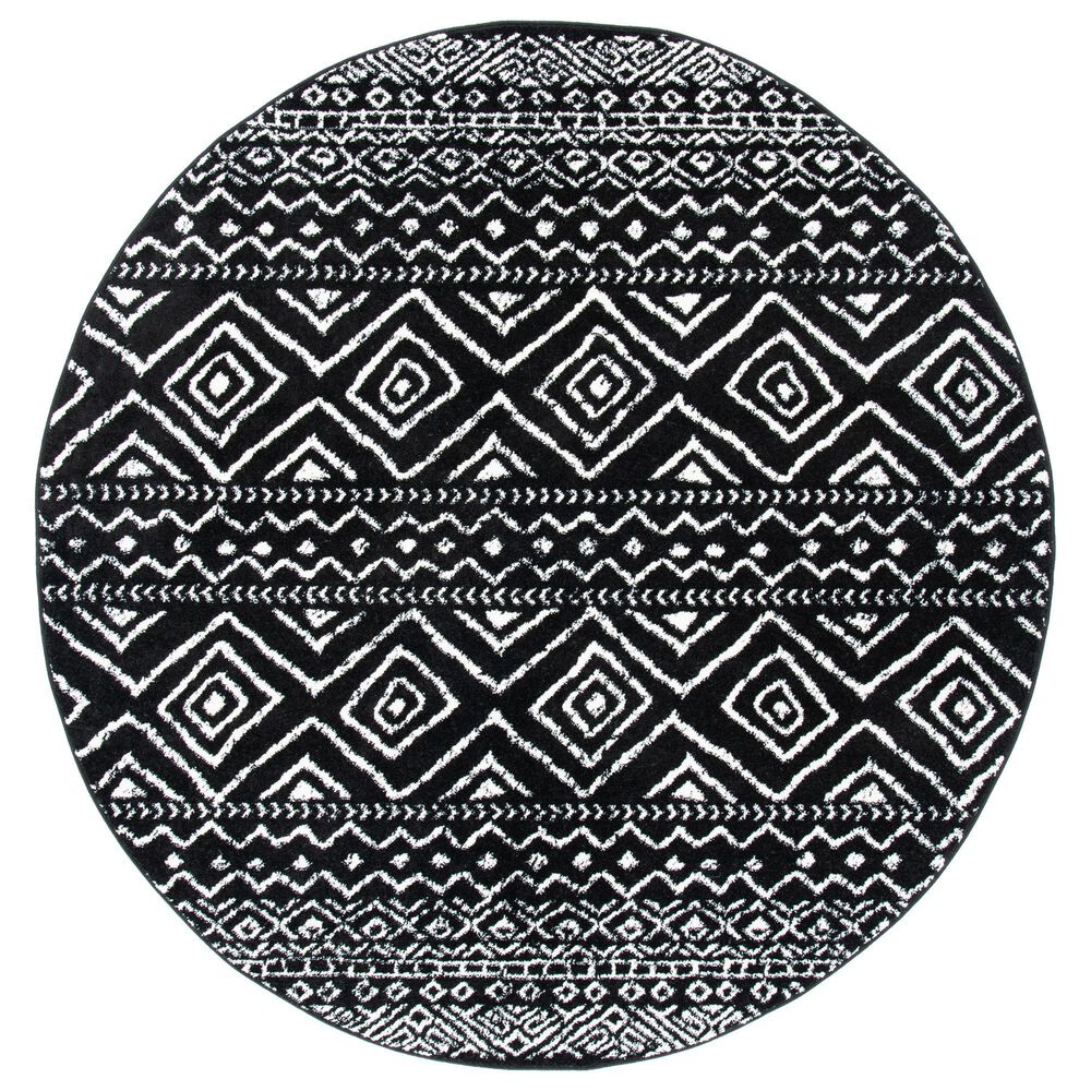 Safavieh Tulum Traditional 6"7" Round Black and Ivory Area Rug, , large
