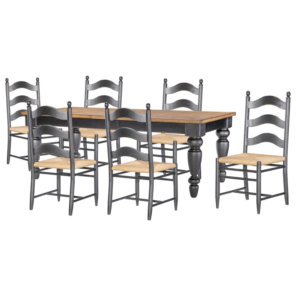 Legacy Classic Vintage Market 7-Piece Rectangular Dining Set in Barnwood Oak and Kettle Black, , large