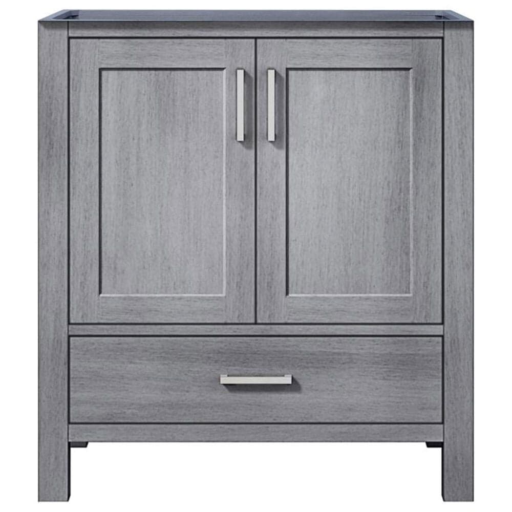 Lexora Home Jacques 30" Single Bathroom Vanity in Distressed Grey with 2 cm White Carrara Marble Top and Rectangular Sink, , large