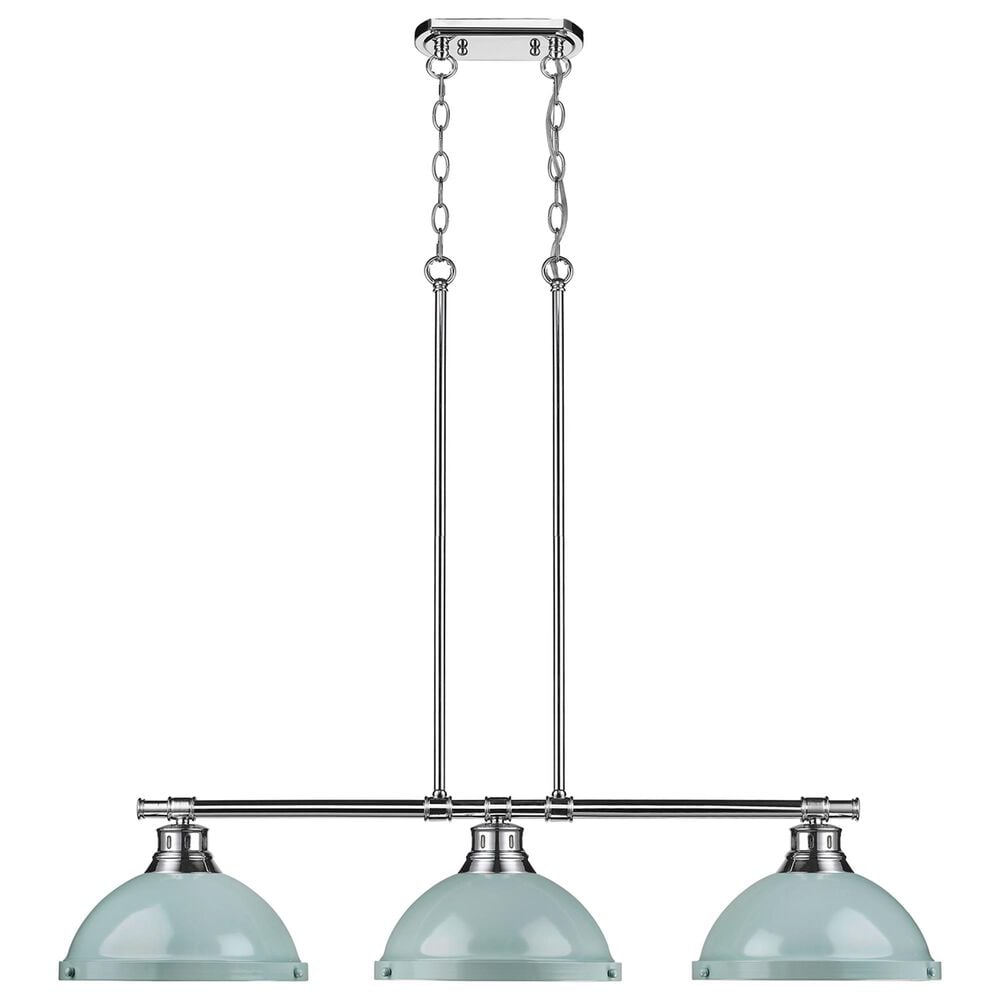 Golden Lighting Duncan 3-Light Pendant with Seafoam Shade in Chrome, , large