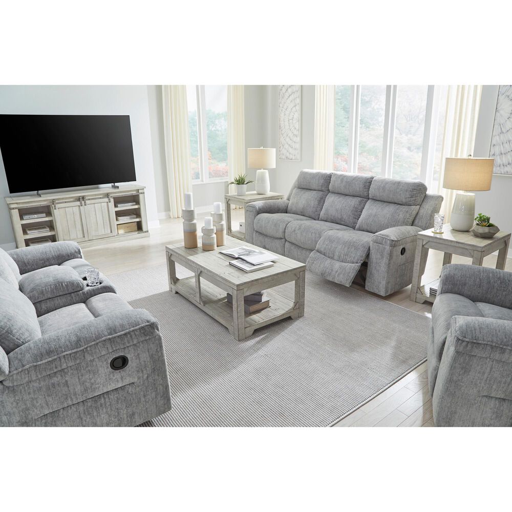 Ashley Buntington Manual Reclining Sofa in Pewter, , large
