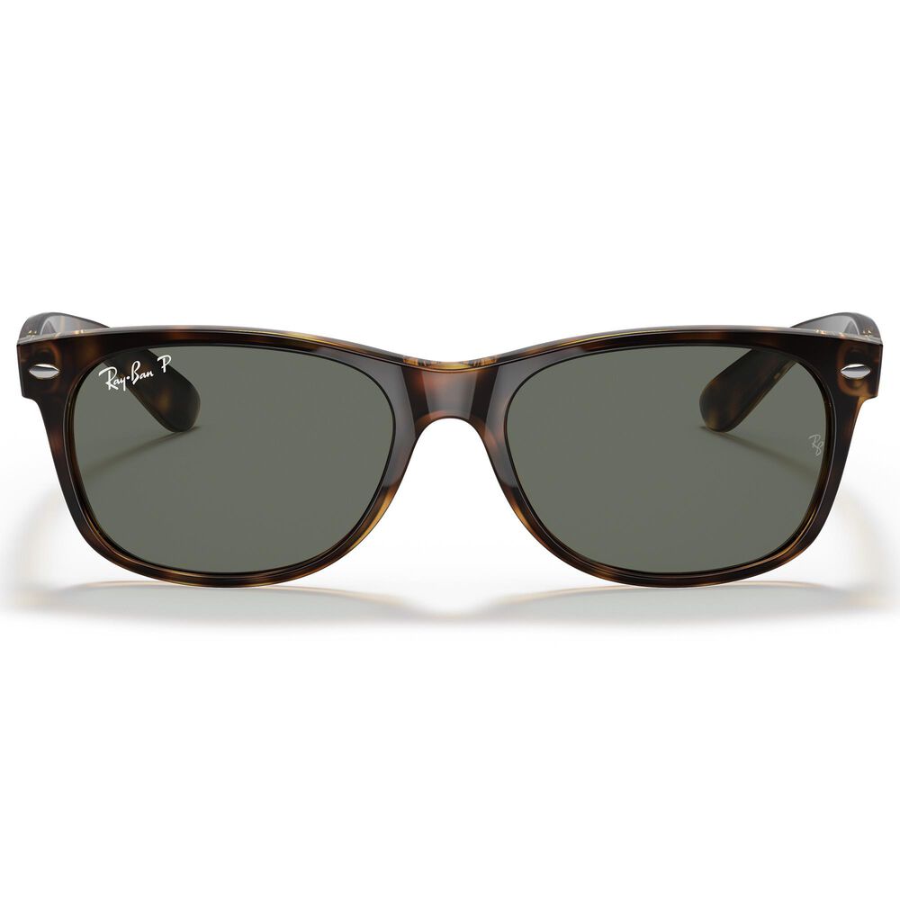 Ray-Ban New Wayfarer Classic Sunglasses with Green Lenses in Polished Tortoise, , large