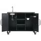 HOMLUX 55.5" Outdoor Kitchen Island with Sink in Black and Stainless Steel, , large