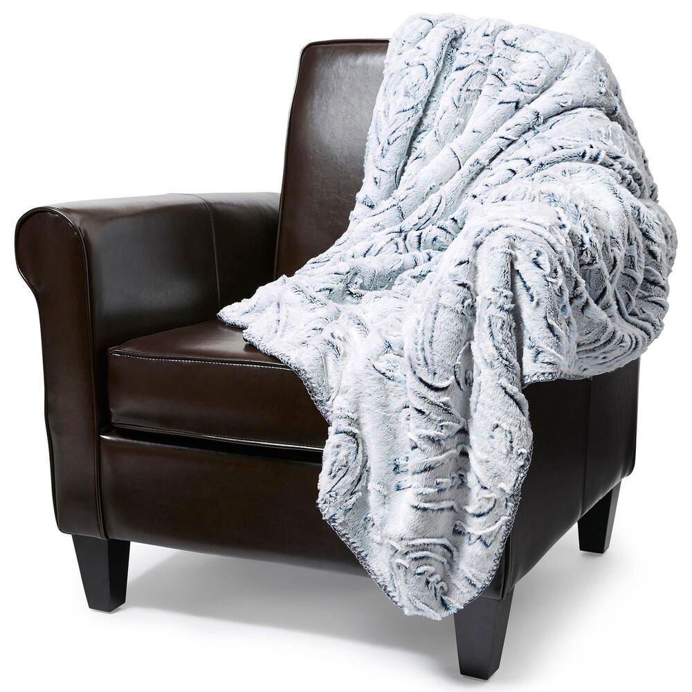 Duke Imports Snow Paisley Plush Throw in White, , large