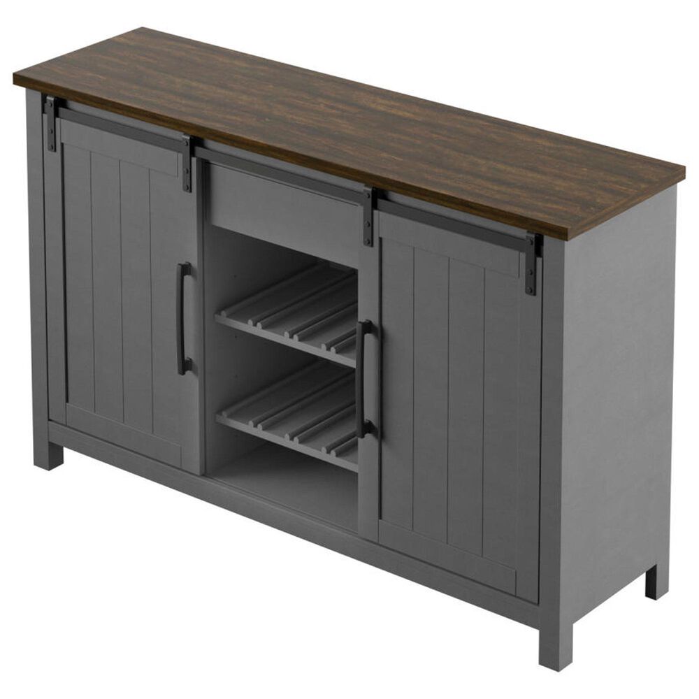 RTJ Furniture 2-Door Sideboard with Wine Storage in Antique Gray, , large