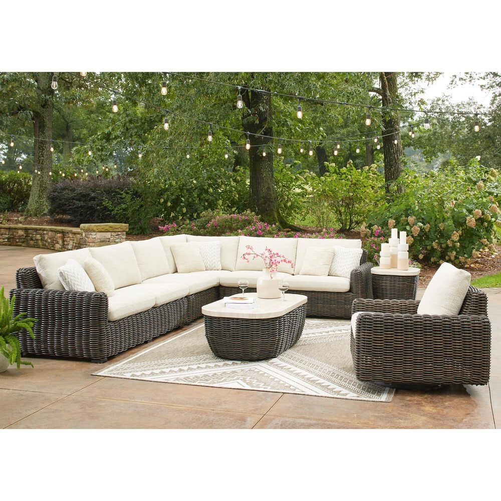 Ashley Kimora 6-Piece Patio Sectional Conversation Set in Dark Brown, , large