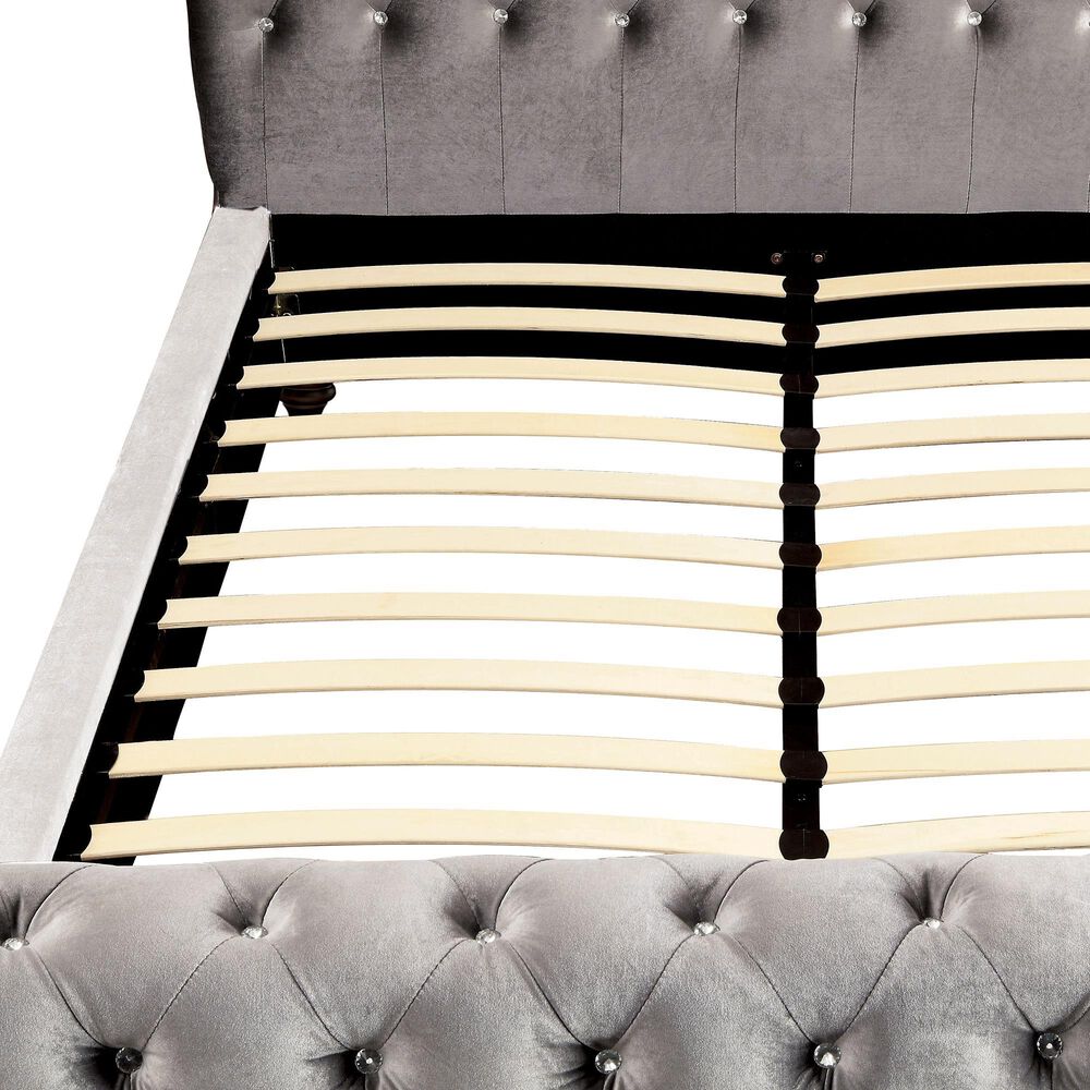 Furniture of America Earnest Queen Upholstered Bed in Gray, , large