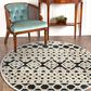 L&R Resources Sinuous Modern Geometric 4" Round Blue, Cream and Tan Area Rug, , large