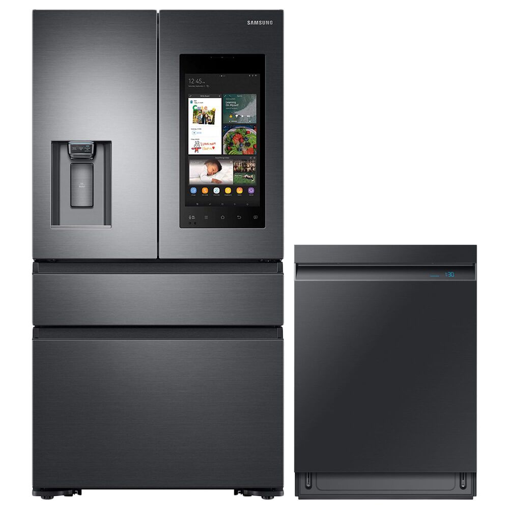 Samsung 2-Piece Kitchen Package with 36" French Door Refrigerator and Linear Wash Dishwasher in Black Stainless Steel, , large