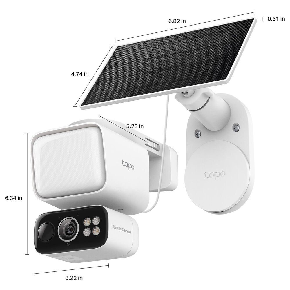 TP-Link Solar Powered Floodlight Pan Tilt Security Camera Kit in White, , large