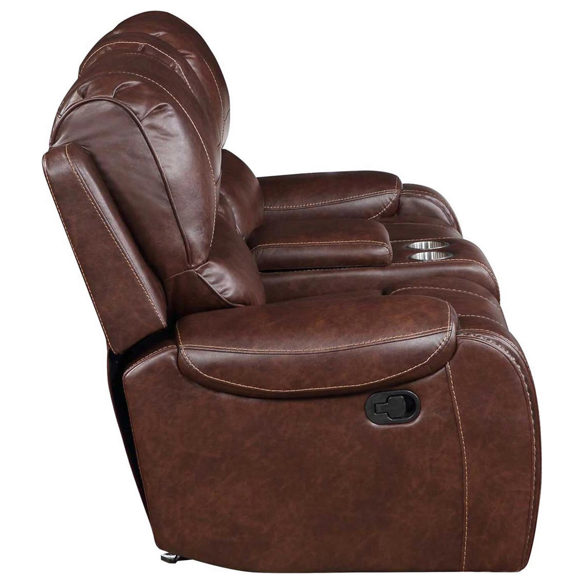 Crystal City Keily Manual Glider Reclining Console Loveseat in Brown