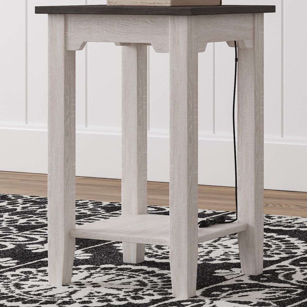 Signature Design by Ashley Janilly Chairside Table in Dark Brown and White, , large