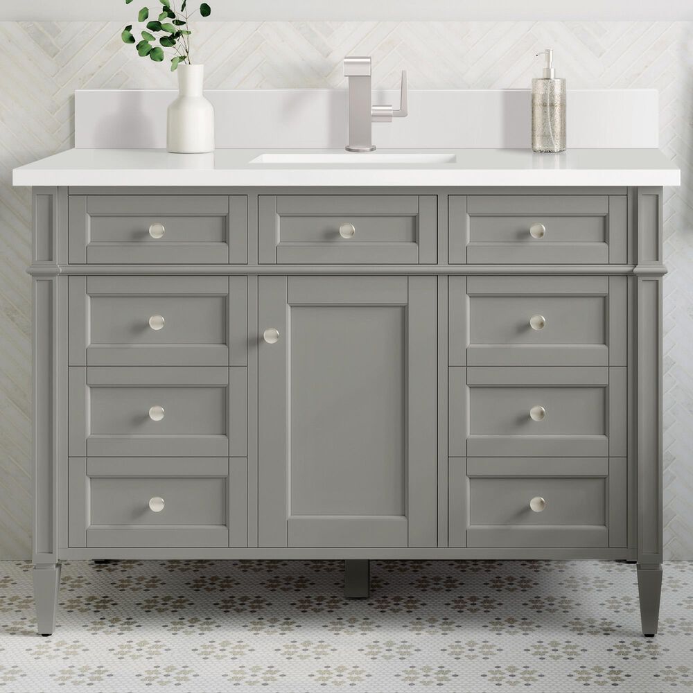 James Martin Vanities Brittany 30&quot; Single Bathroom Vanity in Urban Gray with Single Hole 3 cm White Zeus Quartz Top and Rectangular Sink, , large