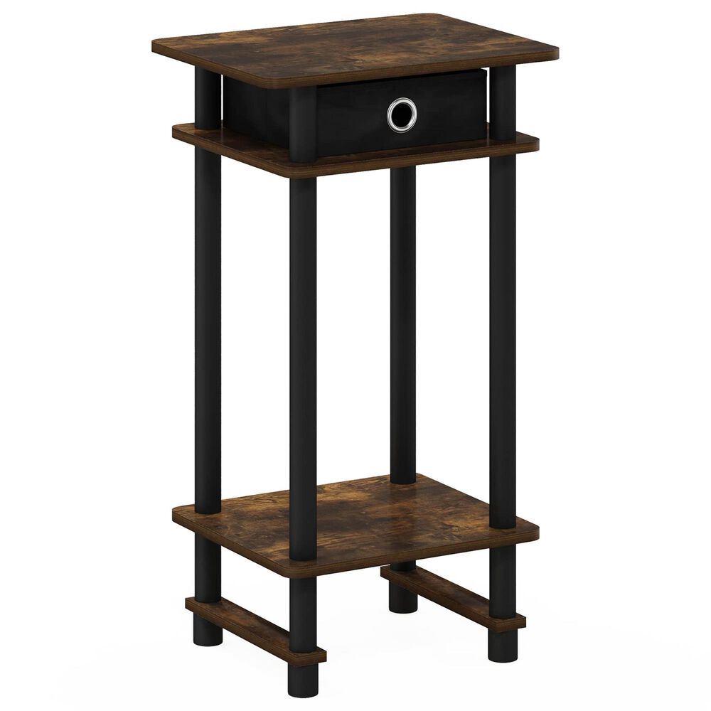 HOMLUX Turn-N-Tube Tall End Table in Amber Pine and Black, , large