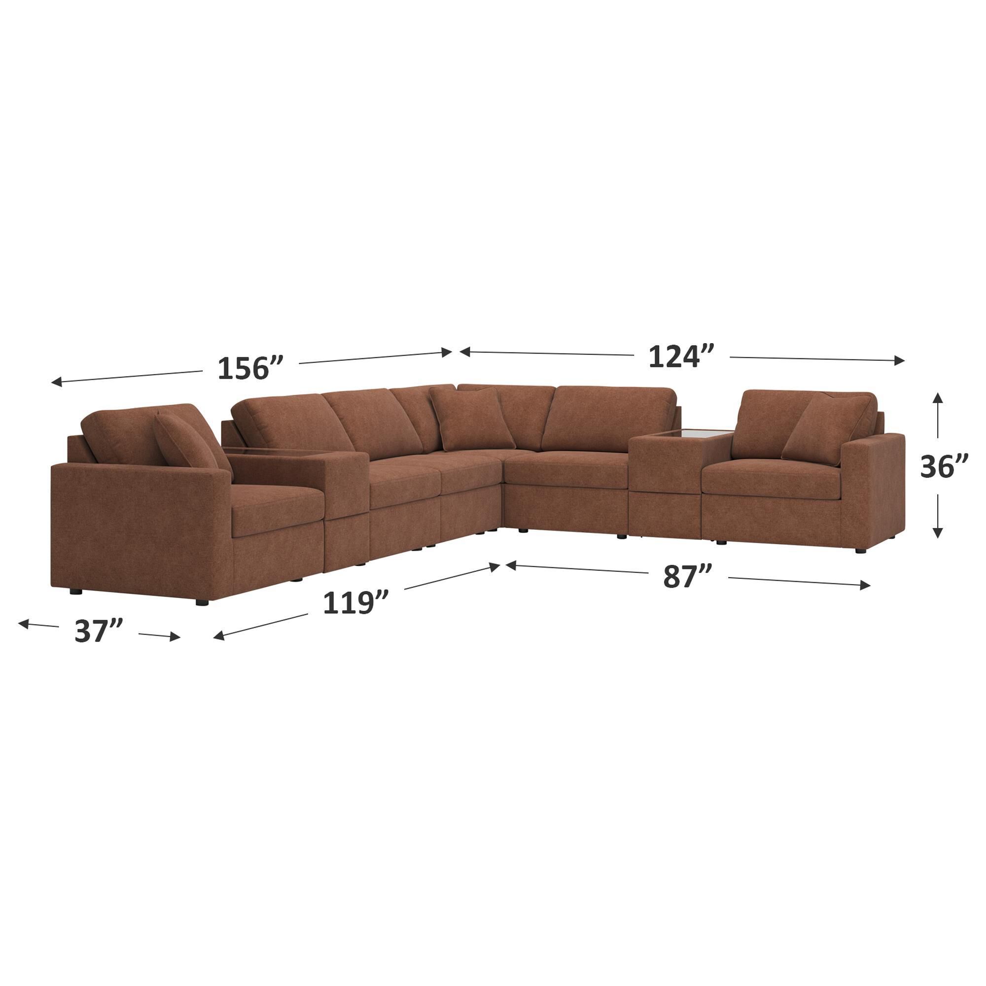 Ashley Modmax 8-Piece Sectional with Storage Consoles in Spice