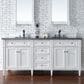 James Martin Vanities Brittany 72" Double Bathroom Vanity in Bright White with 3 cm Charcoal Soapstone Quartz Top and Rectangle Sinks, , large