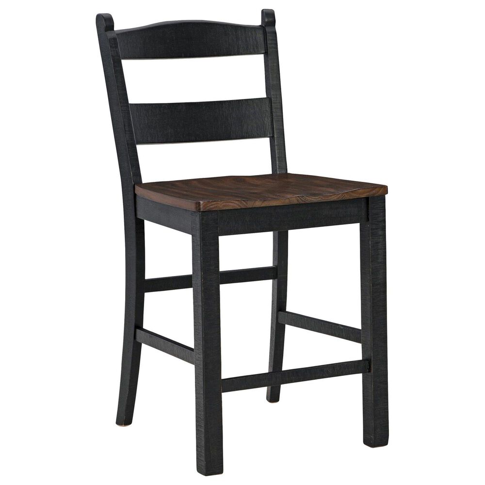 Ashley Valebeck Bar Stool in Distressed Black and Brown, , large
