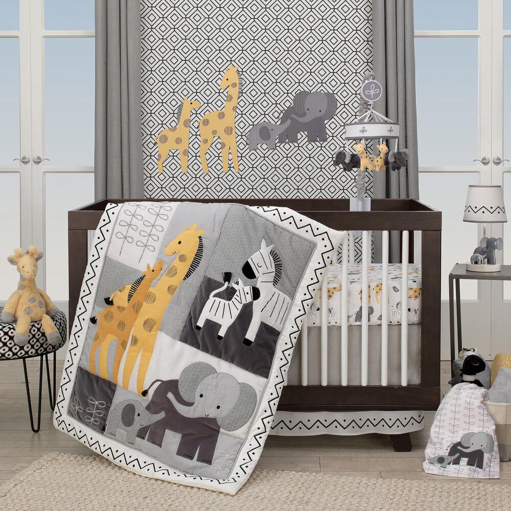 Lambs &amp; Ivy Me and Mama Elephant Nursery Lamp in White and Gray, , large