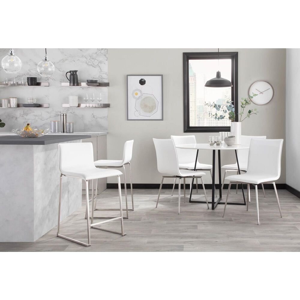 Lumisource Mara Counter Stool with White Cushion in Stainless Steel &#40;Set of 2&#41;, , large