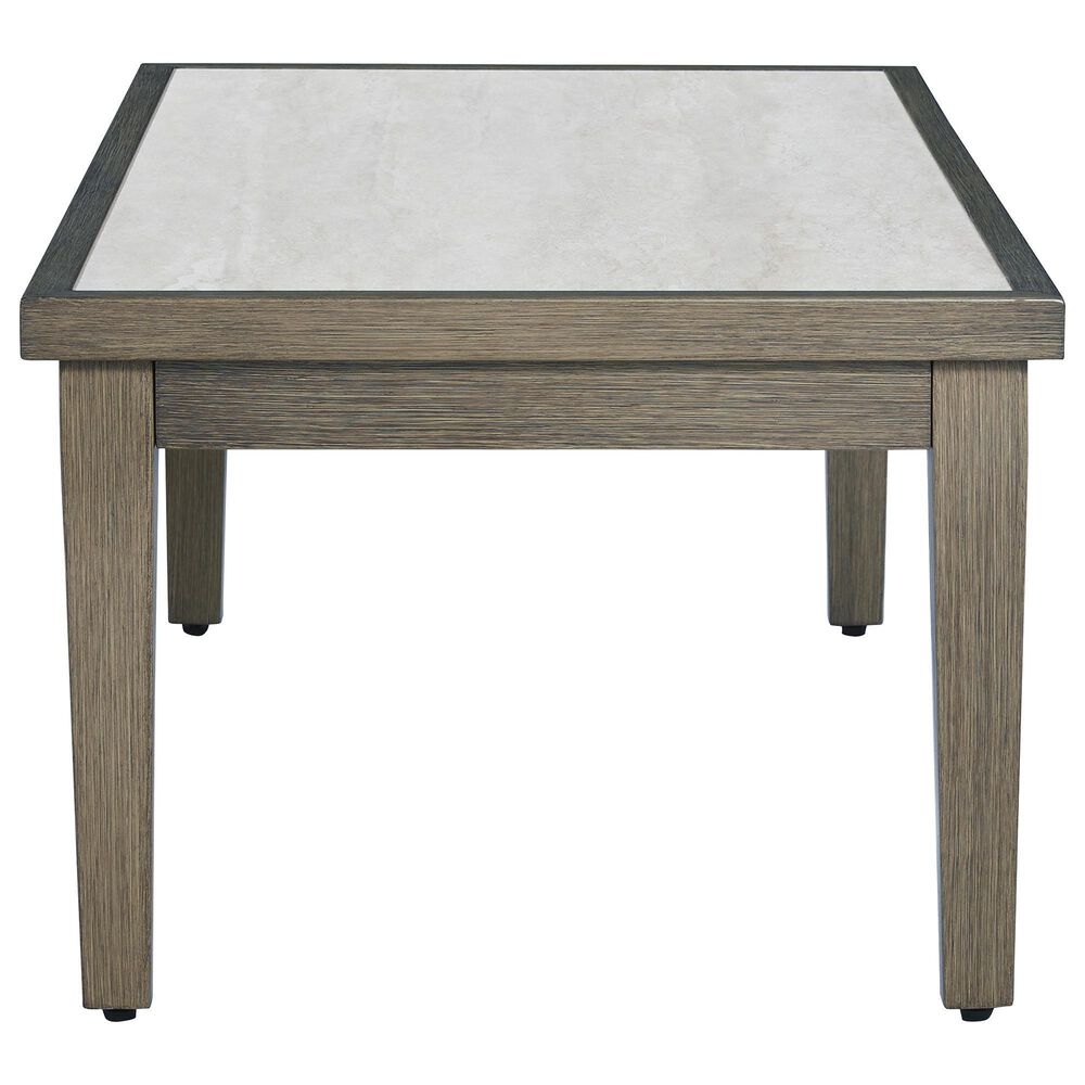 Ashley Rainier Ranch Patio Rectangular Cocktail Table in Brown and Beige, , large