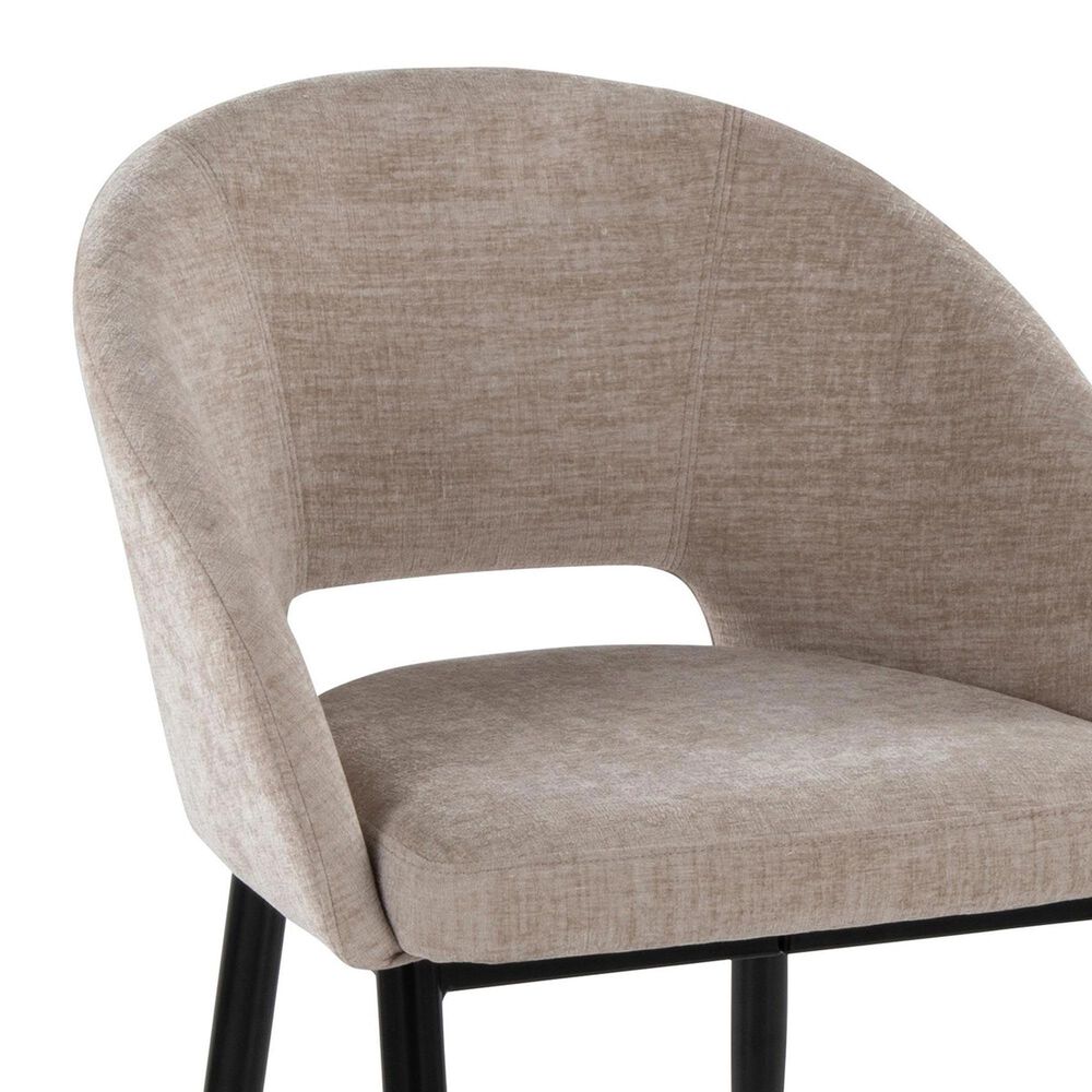 LumiSource Renee Arm Chair with Light Brown Fabric Cushion in Black (Set of 2), , large