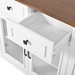 HOMLUX 54" Mobile Kitchen Island with Glass Door Storage in Walnut and White, , large