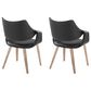 LumiSource Curvo Arm Chair with Black Faux Leather Cushion in Whitewashed Wood (Set of 2), , large