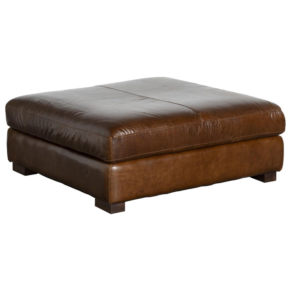 Softline Splendor Leather Ottoman in Dallas Chestnut, , large