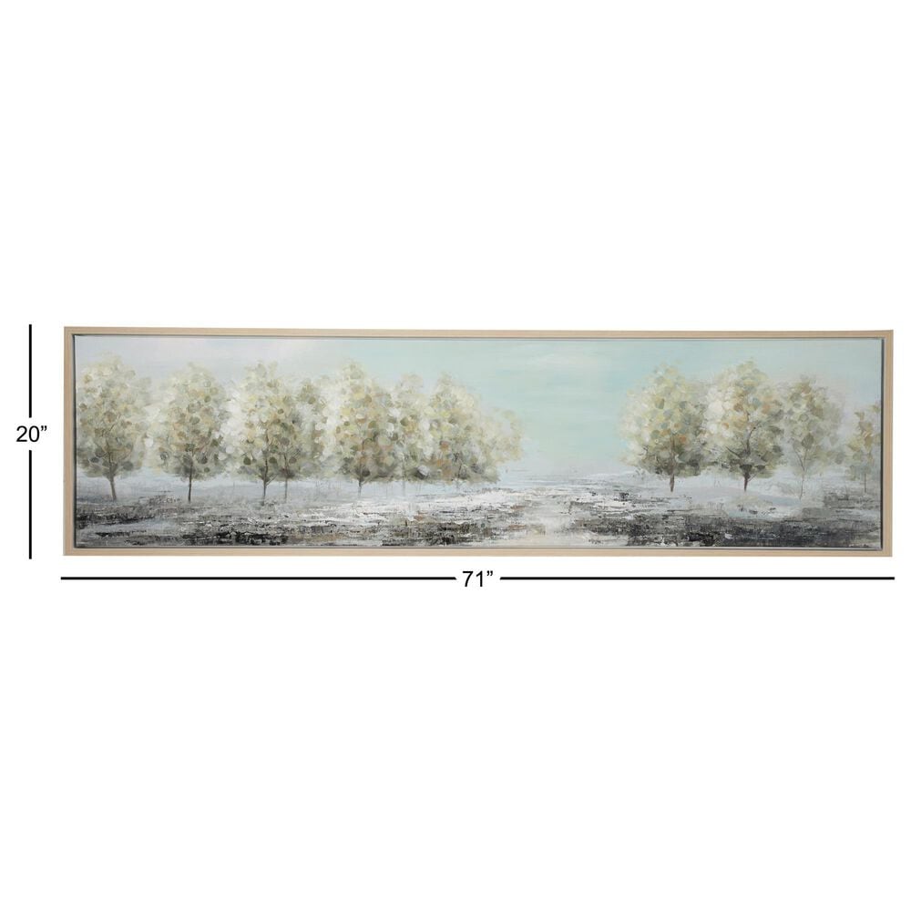 Maple and Jade 20&quot; x 71&quot; Tree Wall Art with Brown Frame in Green, Black and Cream, , large