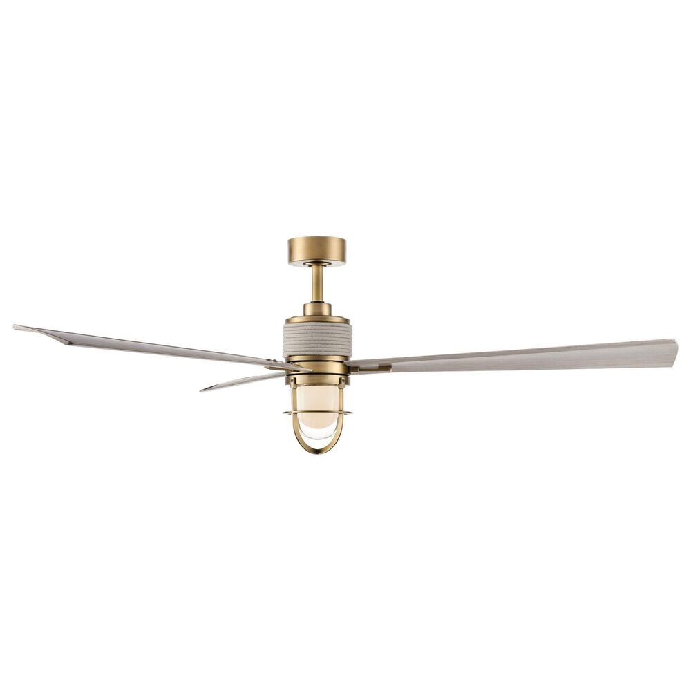 Minka-Aire Nauticus 65" Smart Indoor/Outdoor Ceiling Fan with Warm Coastal Driftwood Blades in Legacy Brass, , large