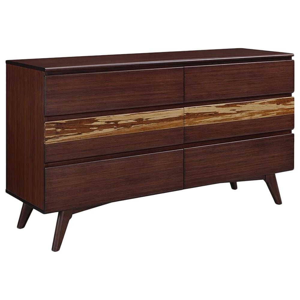 Natural Bamboo Furnishings Six Drawer Double Dresser in Sable, , large