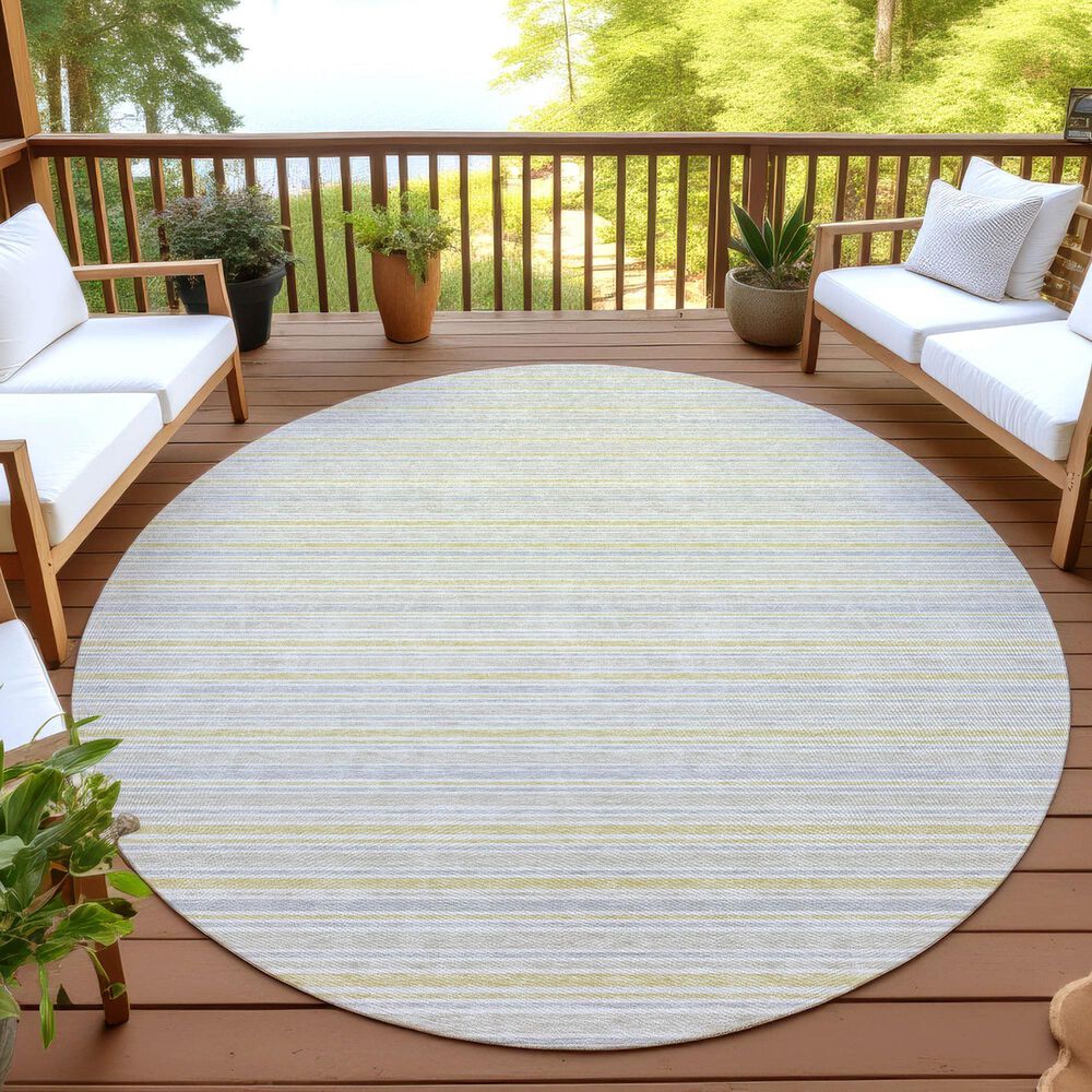Dalyn Rug Company Soft Essentials Striped Wheat 8' Round Indoor/Outdoor Area Rug, , large