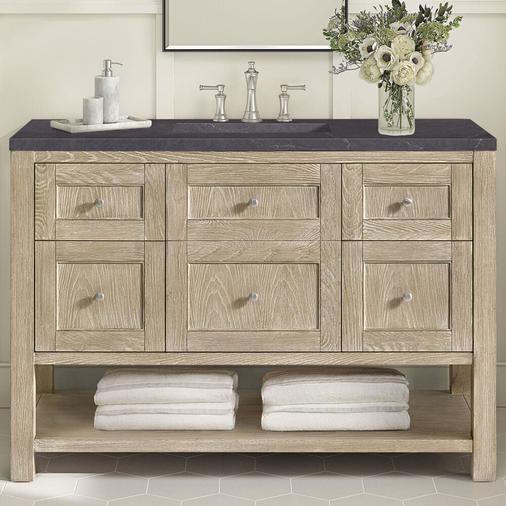 James Martin Vanities Breckenridge 48&quot; Single Vanity in Whitewashed Oak with 3 cm Charcoal Soapstone Quartz Top, , large