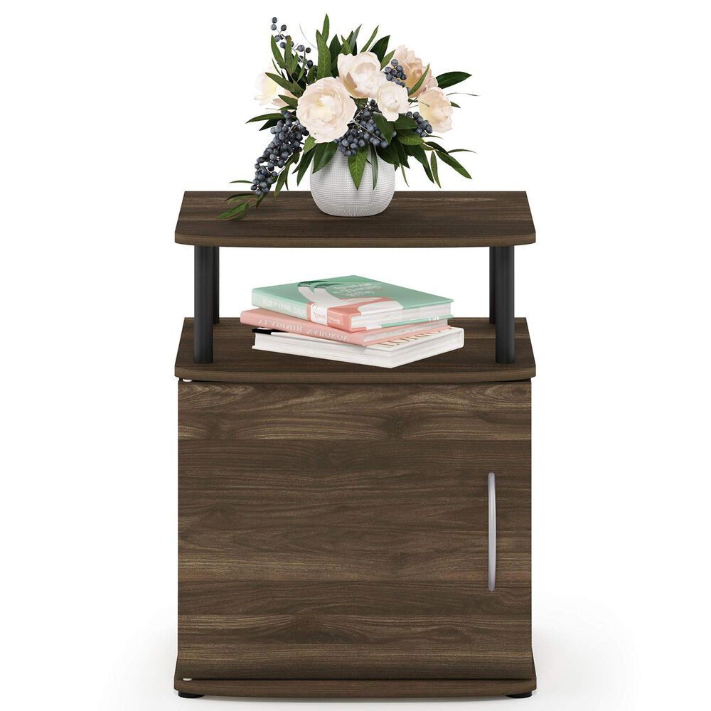 HOMLUX End Table with Open Shelf in Columbia Walnut and Black, , large