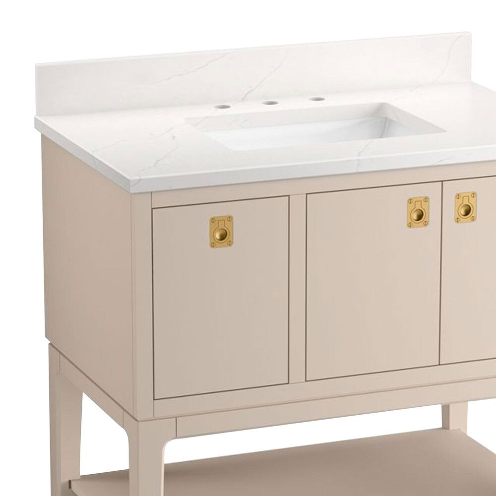 Kohler Seagrove 36" Single Bathroom Vanity in Light Clay with 3 cm White Quartz Top and Rectangular Sink, , large