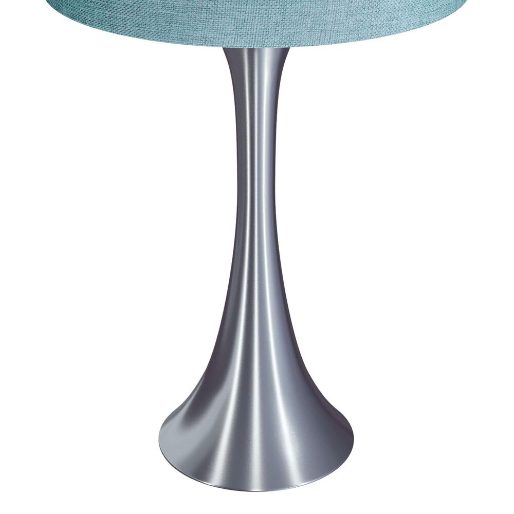 LumiSource Lenuxe 24" Metal Table Lamp with Turquoise Linen Shade in Brushed Nickel (Set of 2), , large