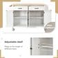 HOMLUX 54" Kitchen Island Cart with Solid Wood Top and Locking Wheels in White, , large