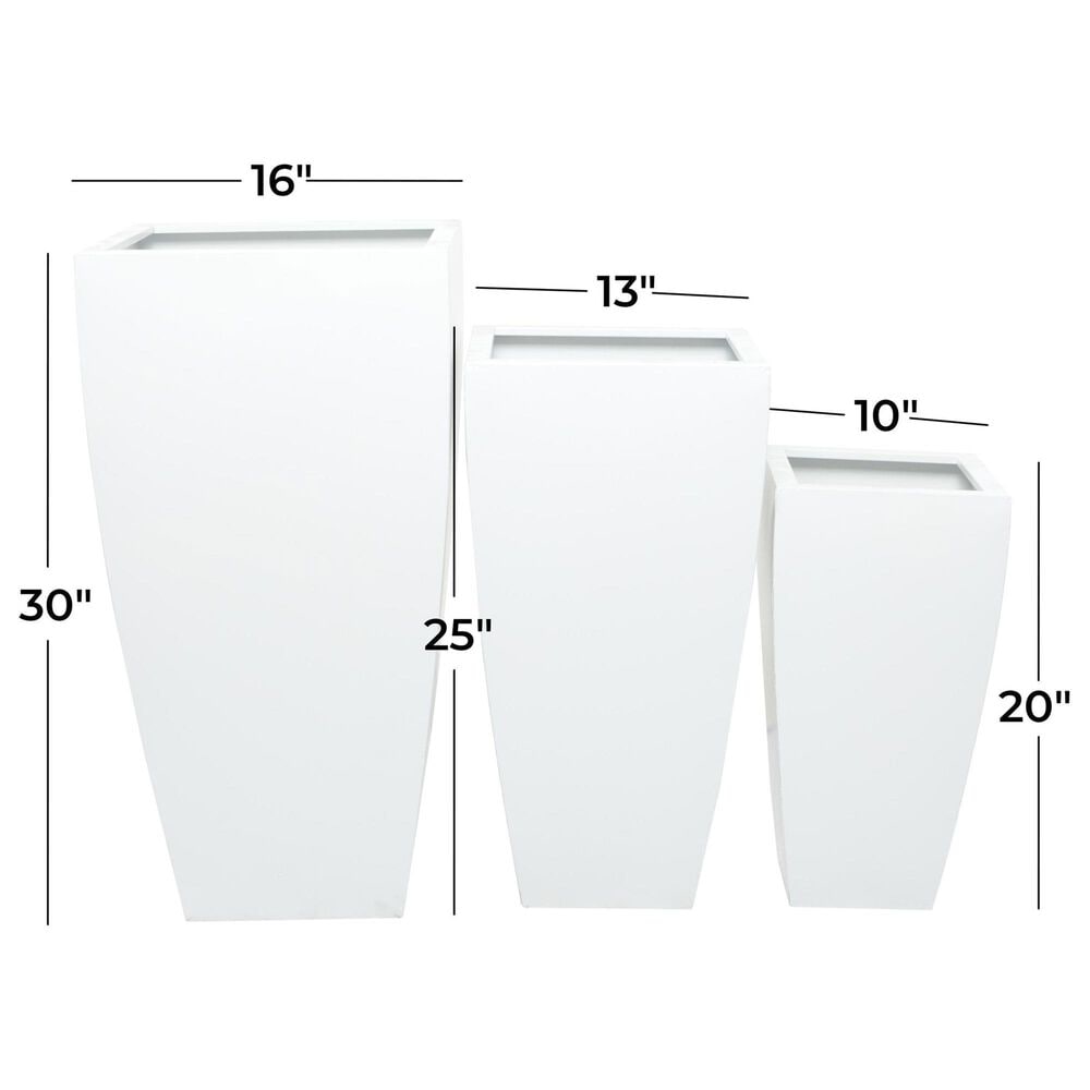 Maple and Jade Light Weight Planter with Tapered Base and Fluted Design in Satin White &#40;Set of 3&#41;, , large