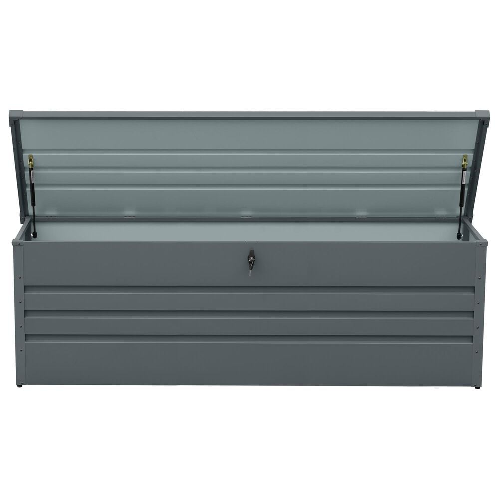 Hearth and Haven 260-Gallon Outdoor Metal Deck Box with Lockable Design in Carbon Black, , large