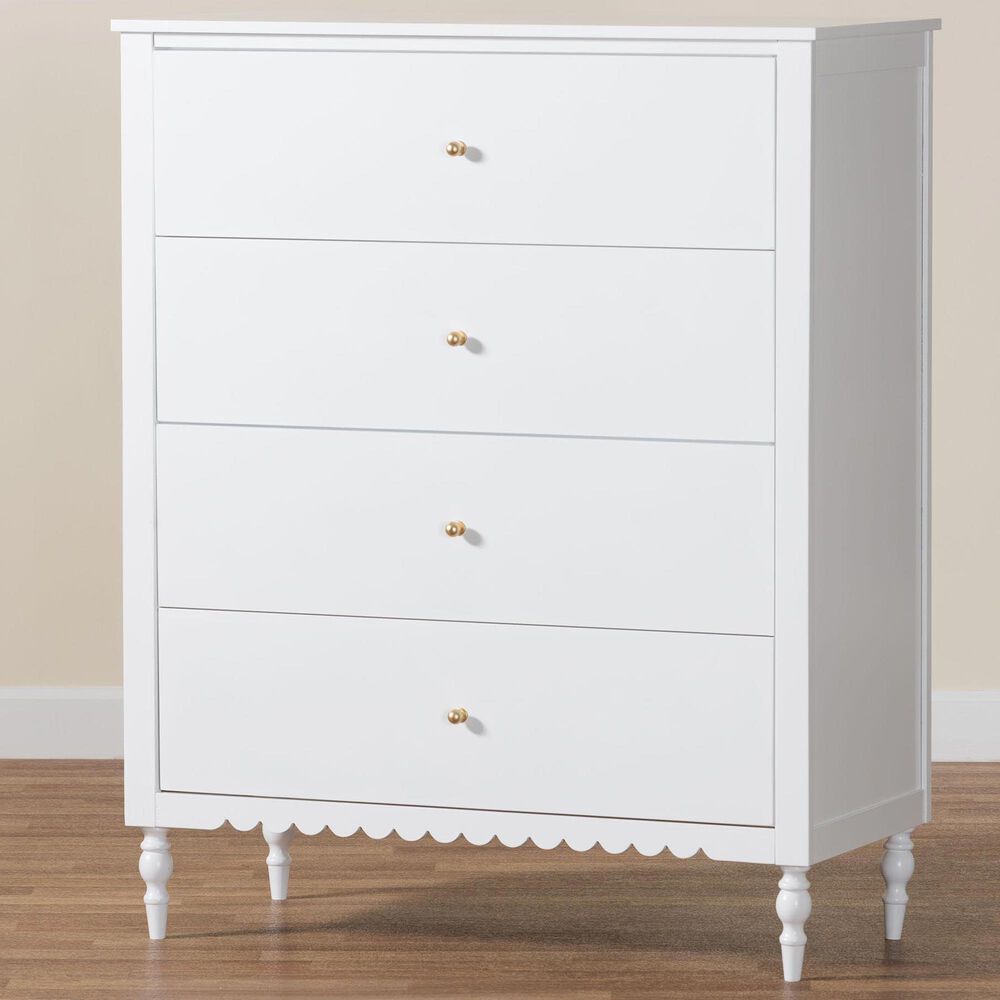 Baxton Studio Roni 4-Drawer Chest in White, , large