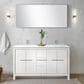 Lexora Home Lafarre 60" Double Bathroom Vanity in Rustic Acacia with 2 cm White Cultured Marble Top, Rectangular Sinks and 55" Mirror, , large