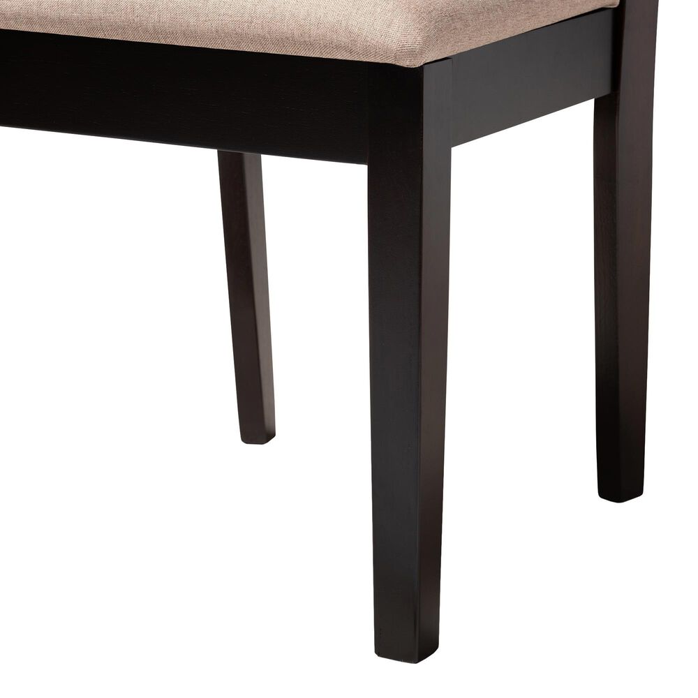 Baxton Studio Caron Side Chair with Sand Cushion in Espresso Brown (Set of 4), , large