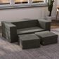 Jaxx Zipline 3-Piece Stationary Convertible Sleeper Loveseat in Charcoal Velvet, , large