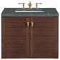 James Martin Vanities Amberly 30" Single Bathroom Vanity in Mid-Century Walnut with 3 cm Parisien Bleu Quartz Top and Rectangular Sink, , large