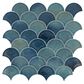 Dal-Tile Miramo Aqua 3" Fan Undulated on 13.25" x 12.75" Ceramic Mosaic Sheet, , large