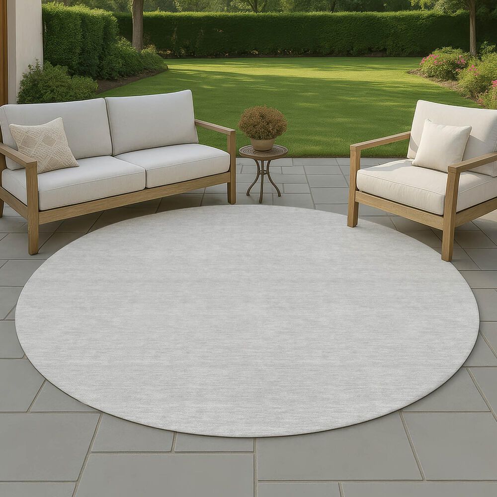 Dalyn Rug Company Soft Essentials Solid Silver 8' Round Area Rug, , large