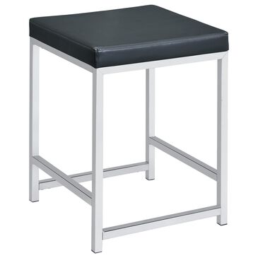 Pacific Landing Vanity Stool with Dark Grey Cushion in Chrome, , large